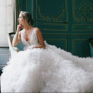 Designer Wedding Dress and Overskirt